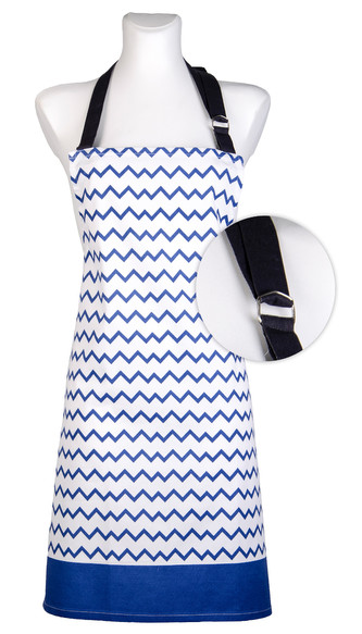 Kuchyňská bavlněná zástěra TWISTER bílá/modrá,  Essex, 100% bavlna