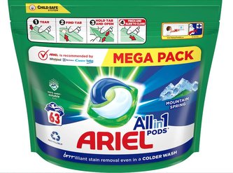 Ariel Mounting Spring gelové kapsle na praní 63 ks