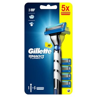 Gillette Mach3 3D Turbo holící strojek + 5 náhradních hlavic Gillette Mach3 3D Turbo holící strojek + 5 náhradních hlavic