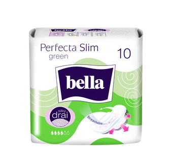 Bella Perfecta Slim Green Hygienické vložky s křidélky 10 ks