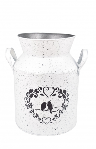 Plechový květináč konev Love birds 24x21 cm