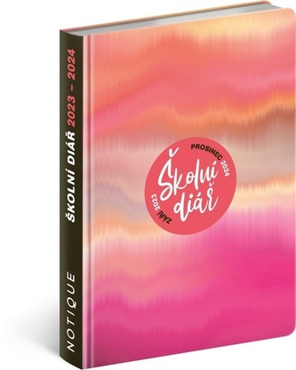 Školní diář Růžové pruhy (září 2023 – prosinec 2024), 9,8 × 14,5 cm