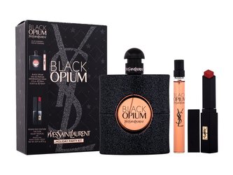 Yves Saint Laurent Black Opium parfémovaná voda 90 ml + parfémovaná voda 10 ml + rtěnka Rouge Pur Couture 2 g 308
