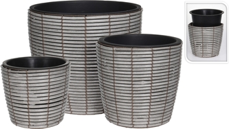 Květináče z umělého ratanu sada 3 ks, šedá