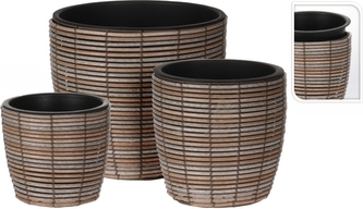 Květináče z umělého ratanu sada 3 ks, hnědá