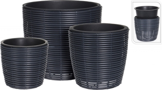 Květináče z umělého ratanu sada 3 ks, černá