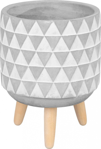 Květináč dekorační cement s nožkami 13x13x12 cm