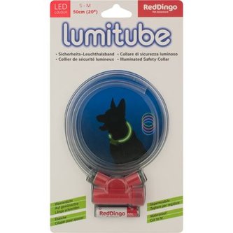 Obojek Lumitube S-M 15-50 cm Červený BEZ BATERIE