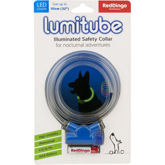 Obojek Lumitube S-L 15-80 cm modrý BEZ BATERIE