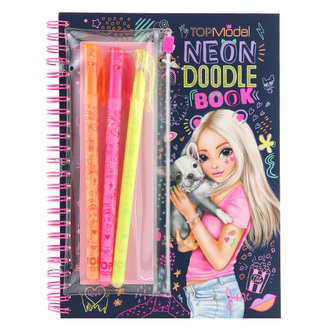 Omalovánka | Top Model Neon Doodle Book, 3 neonové rollery, samolepky