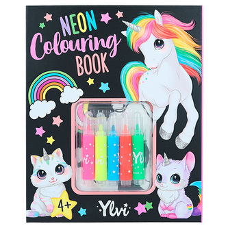 Omalovánka | Ylvi Neon Colouring Book, 5 neonových fixů