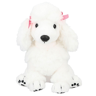 Plyšový pudl Top Model, Bílý, růžové mašle