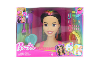 Barbie Neónovo dúhová česacia hlava-čiernovláska HMD81