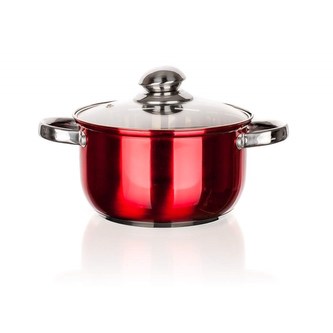 BANQUET Hrniec nerezový MAESTRO Red 18 cm, 2,8 l, s pokrievkou