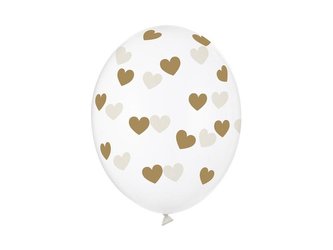 Balony Crystal Clear serduszka 30cm 6szt
