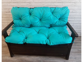 Prošívané sezení JONAS, polstr na zahradní lavici - sedák s opěrkou, TYRKYSOVÁ, 120x60x50 cm, Mybesthome