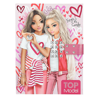Zápisník na kód Top Model, Ružový, so vzorom sŕdc, Fergie a Candy