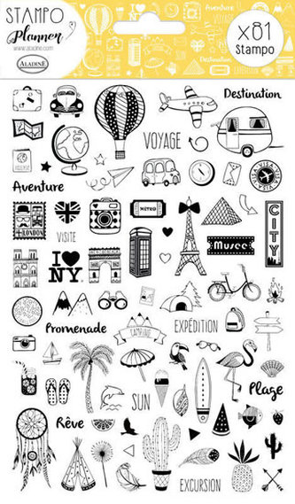 Pečiatky Stampo Planner - Cestovanie, 81 ks