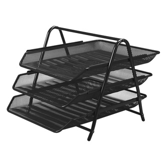 Drátěný stojan s 3 listovými zásuvkami, černý