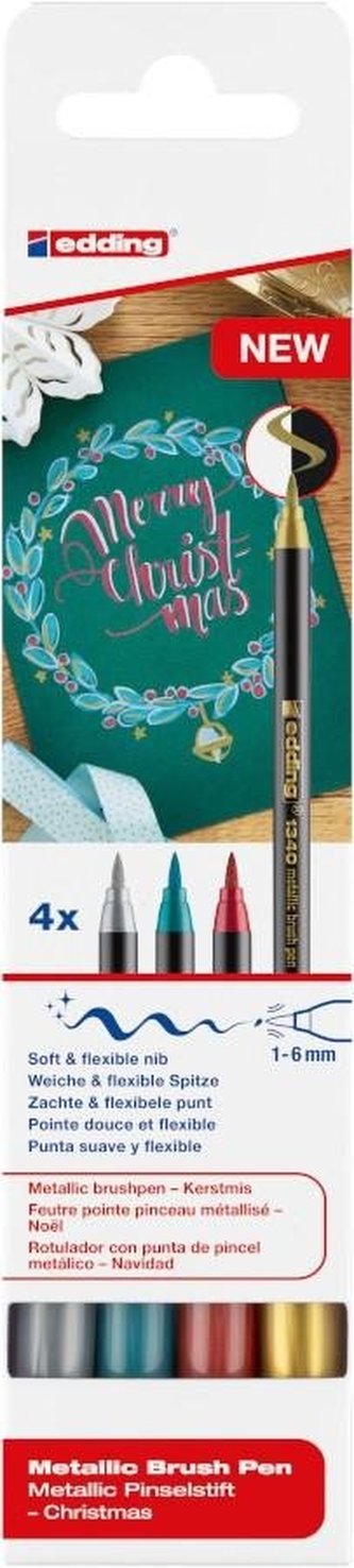 Štětcový popisovač EDDING 1340, sada 4 ks, metal