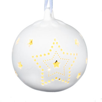 Porcelánová závěsná LED ozdoba - hvězda