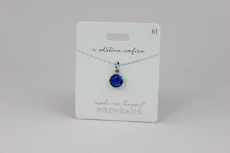 Přívěsek MAKE ME HAPPY V odstínu safíru