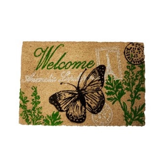 HOME ELEMENTS Rohož z kokosových vláken, WELCOME - motýlek, 40x60 cm