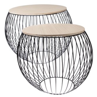 Odkládací stolek (dřevo, kov) - sada 2 ks, 0/1