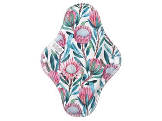 BIO Noční vložka (PUL) - Protea královská & světle růžové bambusovo-biobavlněné froté