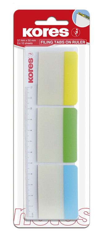 Popisovací rozraďovač na pravítku 50x37 mm / 3 farby / 10 lístkov á farba