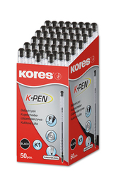 K1 Pen, transparentní, trojhranné, šíře F-0,7 mm, černá,  cena za 1 ks