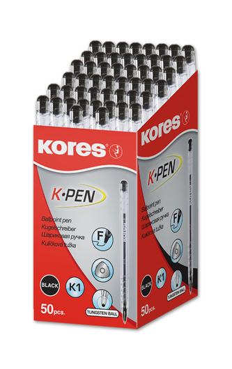 K1 Pen, transparentní, trojhranné, šíře F-0,7 mm, černá,  cena za 1 ks