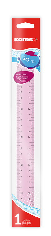 Transparentné pravítko 30 cm (svetlo modré, ružové)