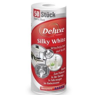 Deluxe Silky White 50 ks - opakovaně použitelné utěrky  25 x 25 cm