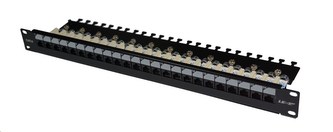 19" Patch panel LEXI-Net EXCLUSIVE 24port, UTP, 50µm, Cat6, duální svorkovnice, černý