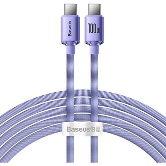 Baseus Crystal Shine Series kabel USB-C/USB-C (100W) 2m fialový