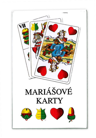 karty mariášové, dvojhlavé, pap.krabička