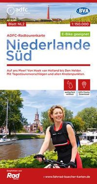 ADFC-Radtourenkarte NL 2 Niederlande Süd 1:150.000, reiß- und wetterfest, E-Bike geeignet, GPS-Tracks Download, mit Knotenpunkte