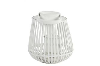 Dřevěná lucerna bílá Aira S 29x27 cm