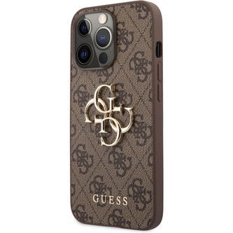 Guess PU 4G Metal Logo Case iPhone 13 Pro Max hnědý