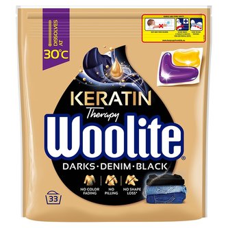 Woolite Keratin Therapy gelové kapsle na tmavé a černé prádlo s keratinem 33 ks