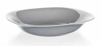 talíř d21cm hluboký, CARINE, čtverc., šedý, tvrz.sklo