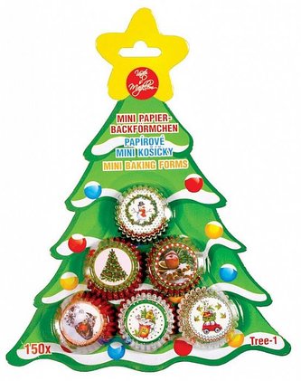 košíček d30x20mm VÁNOČNÍ-6druhů, 50ks, papír