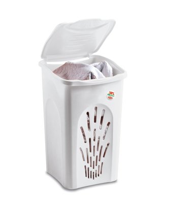 koš 50l na použ.prádlo bílý děrov.56x37x37cm