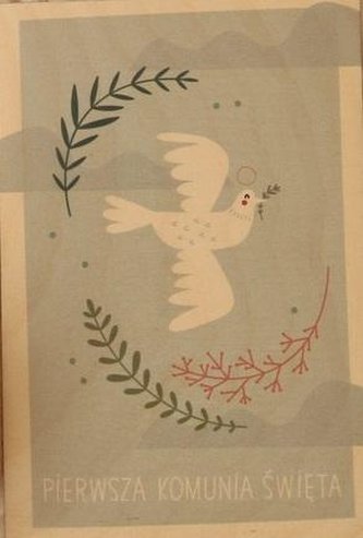 Kartka drewniana Pierwsza Komunia Święta