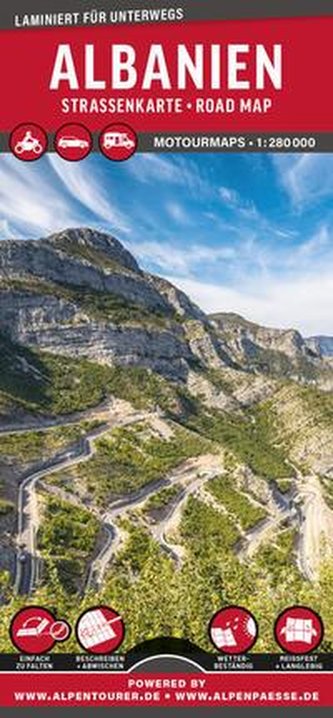 MoTourMaps Albanien Auto- und Motorradkarte 1:280.000