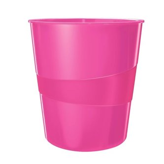 Odpadkový koš Leitz WOW, plastový, 15 l, růžový