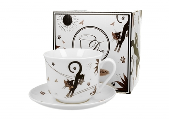 Porcelánový hrnek s podtalířkem Jumbo Charming cats 470 ml v krabičce