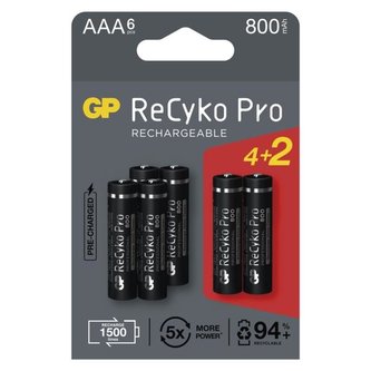 Nabíjecí baterie GP ReCyko Pro-AAA,HR03,800mAh,6ks