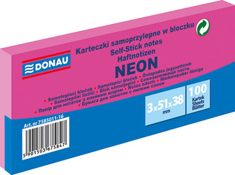 Samolepiaci bloček 51 x 38 mm - neónovo ružový 3 x 100 listov